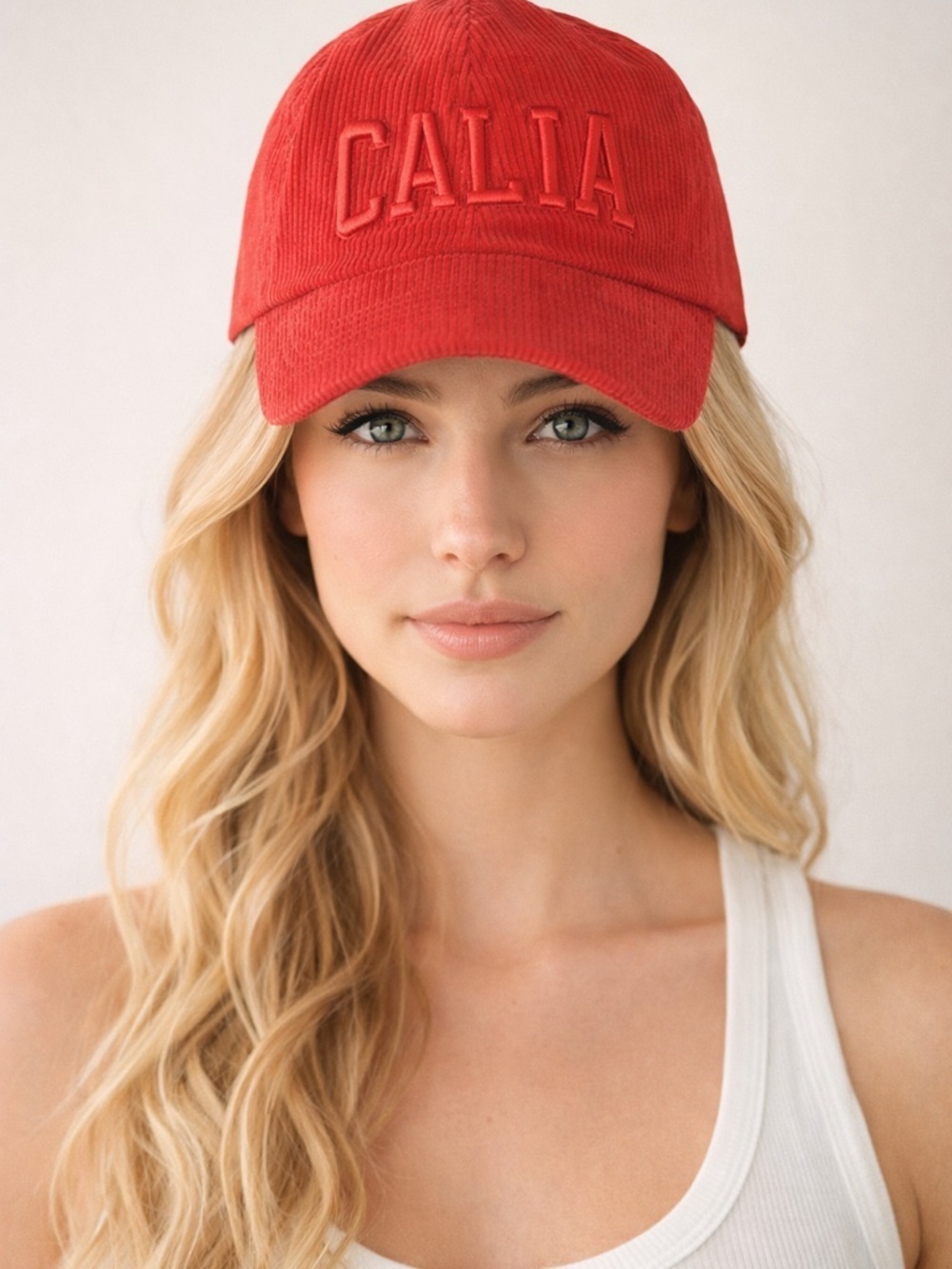 NWT CALIA Women's Adjustable Anniversary Corduroy Cap Hat in Fresh Red, One Size